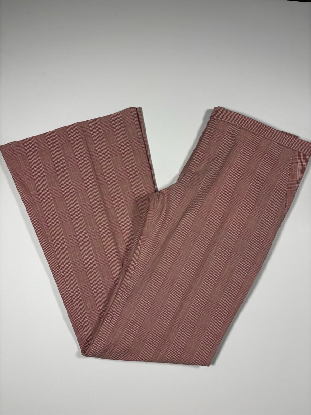 Boot Cut Plaid Pants in Dusty Rose